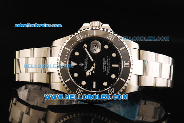 Rolex Submariner Swiss ETA 2836 Automatic Movement Steel Case and Strap with Black Dial and White Markers 43mm - Click Image to Close